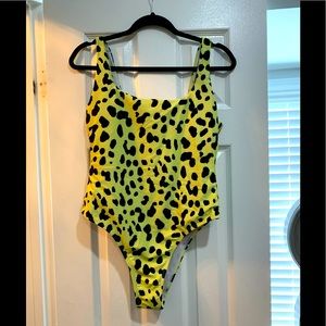 Yellow Leopard Print Women's Swimsuit